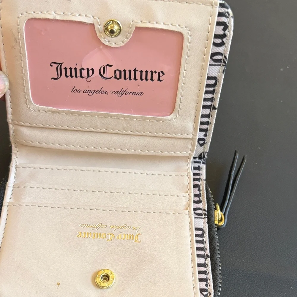 Juicy Couture Y2K Rainbow Logo Zip Around Wallet Coin Purse Black
